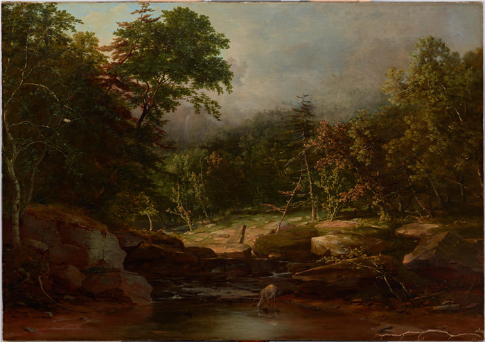 《山上的溪流》乔治·英尼斯（George Inness）油画-Stream in the Mountains - 1931.6