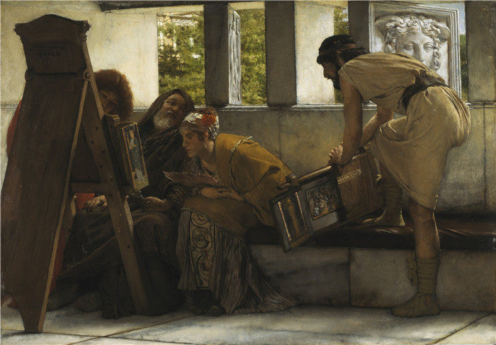 劳伦斯·阿尔玛·塔德玛（Lawrence Alma-Tadema)高清油画-罗马工作室A Roman studio (1874)