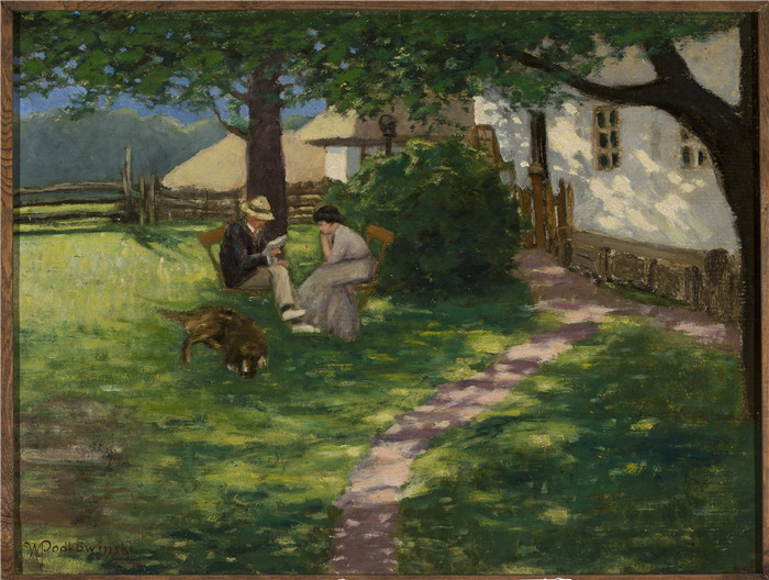 瓦迪斯瓦夫·波德科温斯基(Władysław Podkowiński)作品-在花园里In the garden