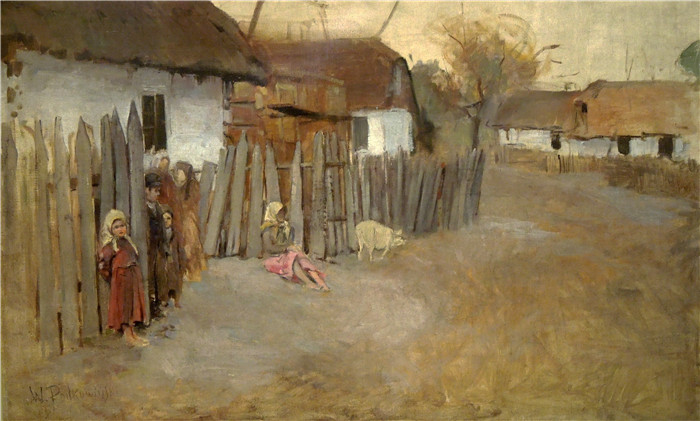 瓦迪斯瓦夫·波德科温斯基(Władysław Podkowiński)作品-村庄 Wieś