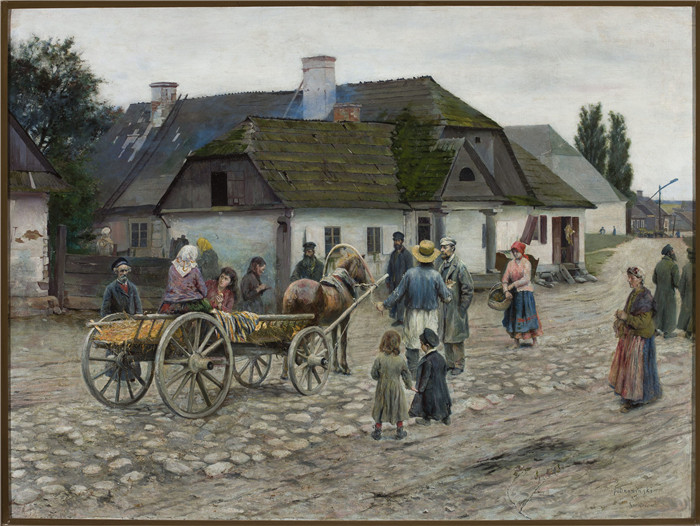 《锡耶纳的街道》瓦迪斯瓦夫·波德科温斯基(Władysław Podkowiński)作品-Street in Siennica