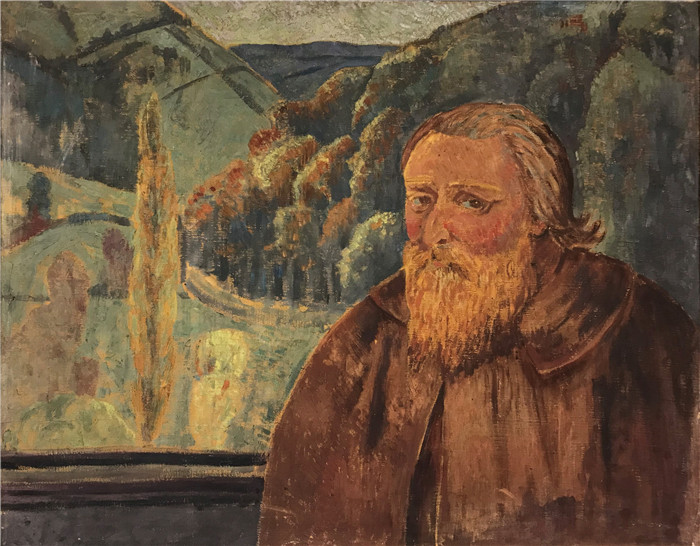 保罗·塞鲁塞尔(Paul Sérusier)作品-留着闪亮胡子的自画像