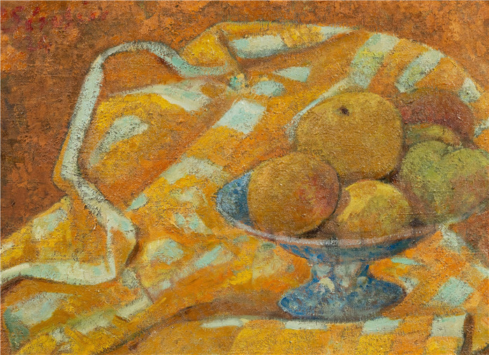保罗·塞鲁塞尔(Paul Sérusier)作品-苹果,黄色桌布Pommes, nappe jaune