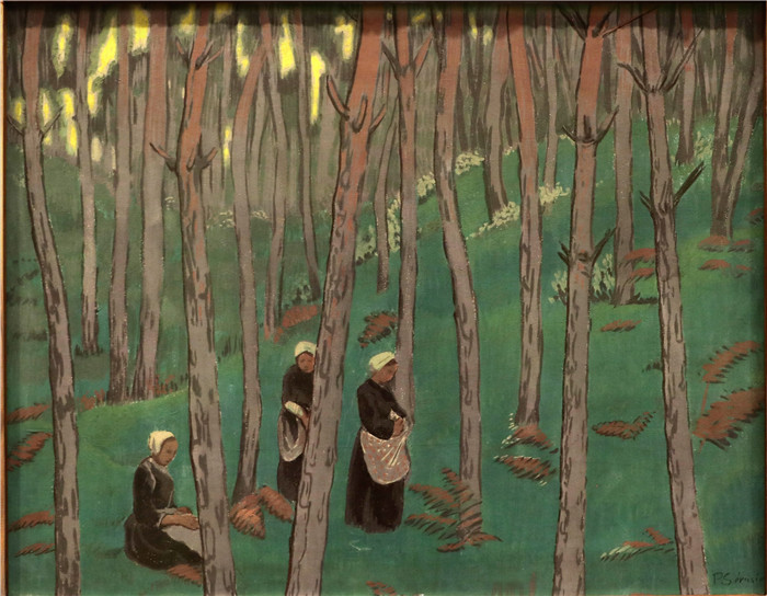 保罗·塞鲁塞尔（Paul Sérusier)作品-窗户里的蘑菇采集者