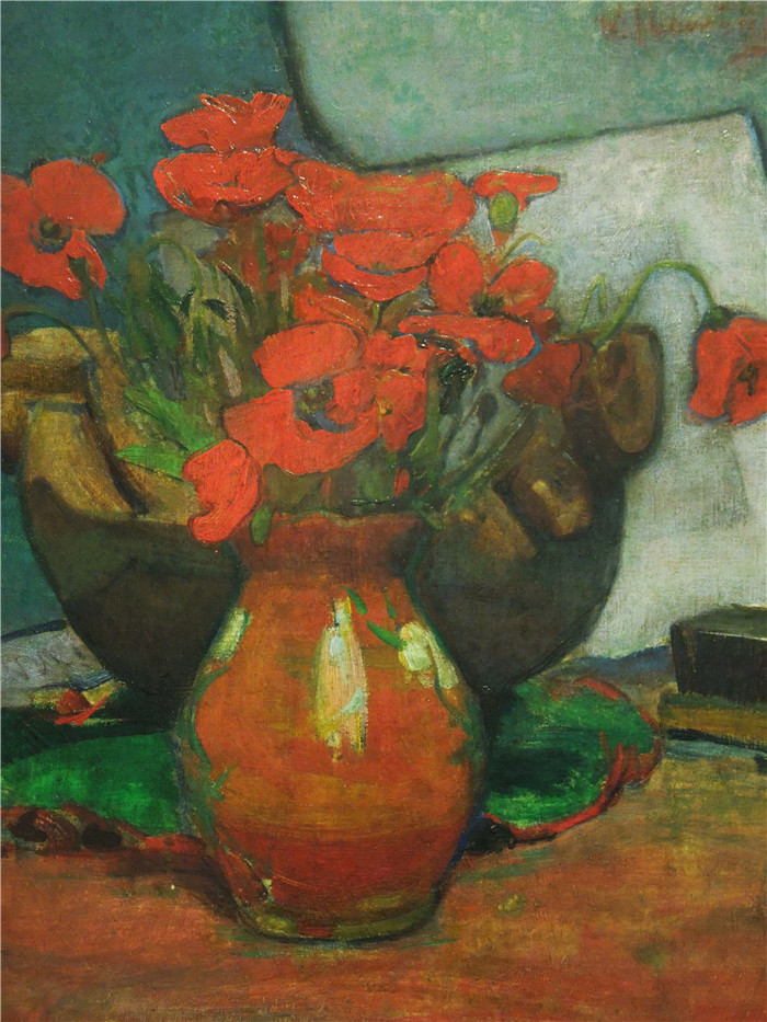 瓦迪斯瓦夫·斯莱温斯基（Władysław Ślewiński）作品-静物花Maki