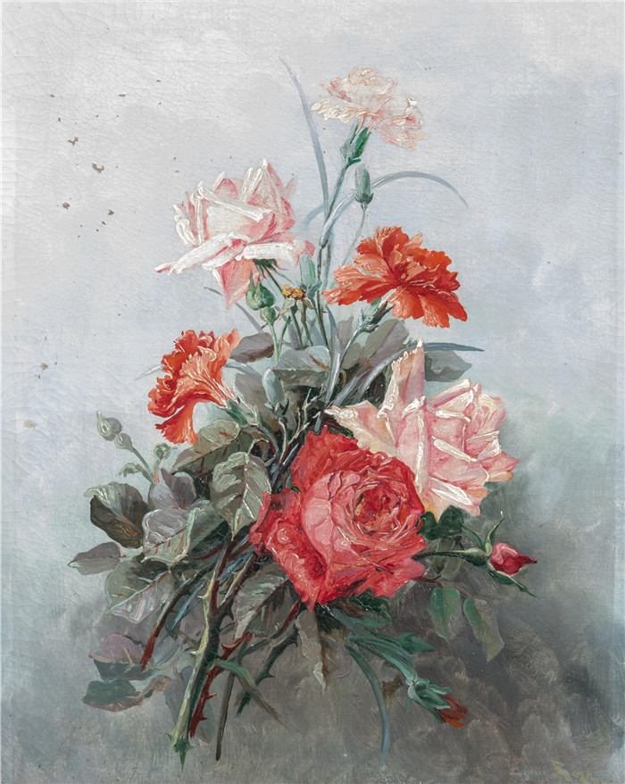 埃米尔·贝斯（Emile Baes）作品-静物与花Still life with flowers