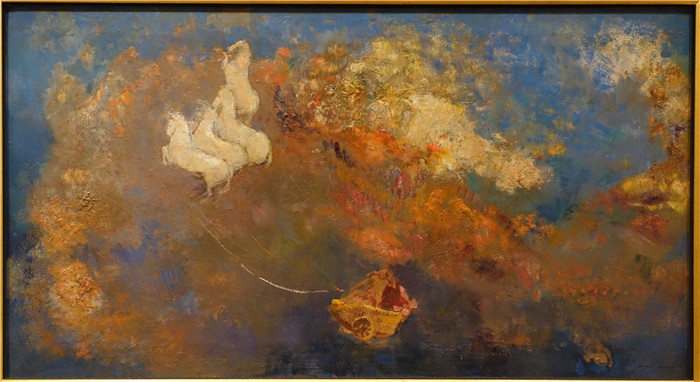 奥迪隆·雷顿(Odilon Redon)作品-阿波罗战车Apollo's Chariot by c. 1908, oil on wood