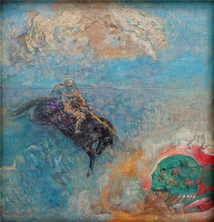 奥迪隆·雷顿(Odilon Redon)作品-水獭洛克勒·穆勒红龙罗杰与安吉丽克