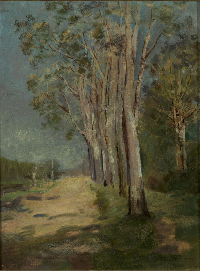 奥迪隆·雷顿(Odilon Redon)作品-通往比耶夫尔的道路 La route à Bièvres.