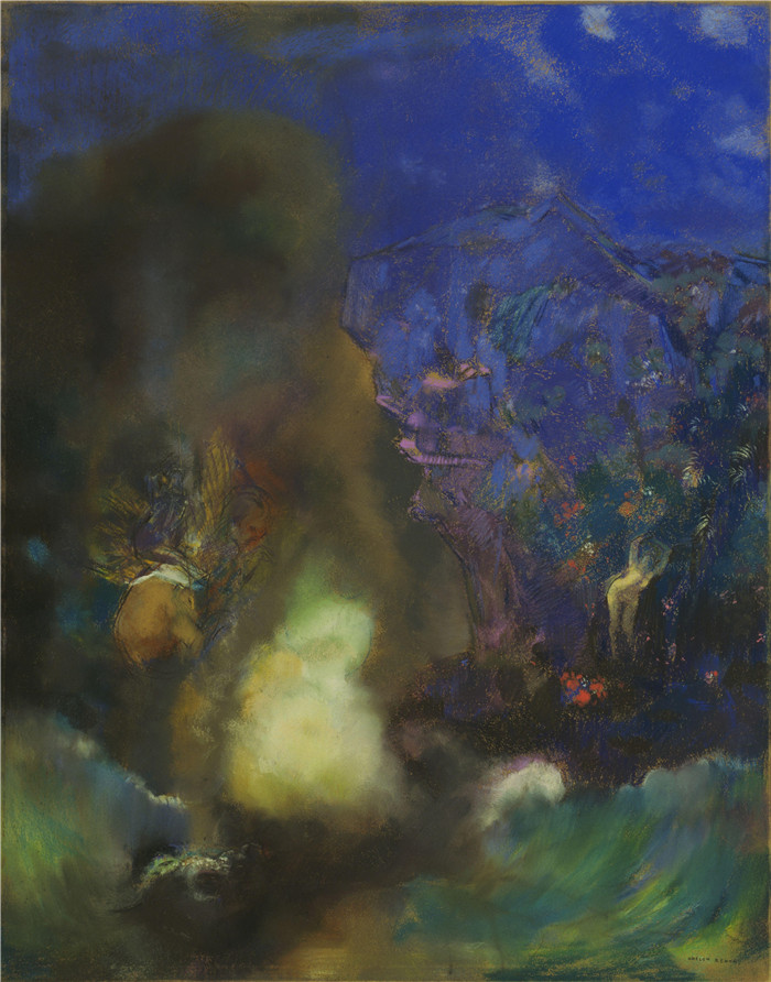 奥迪隆·雷顿(Odilon Redon)作品-罗杰和安吉莉卡Roger and Angelica-Redon