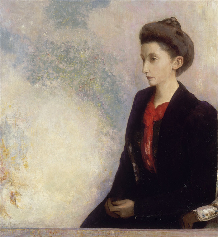 奥迪隆·雷顿(Odilon Redon)作品-罗伯特·德·多梅奇男爵夫人
