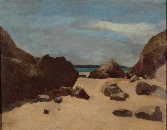 奥迪隆·雷顿(Odilon Redon)作品-岩石(布列塔尼的岩石)Les rochers (Rochers en Bretagne)