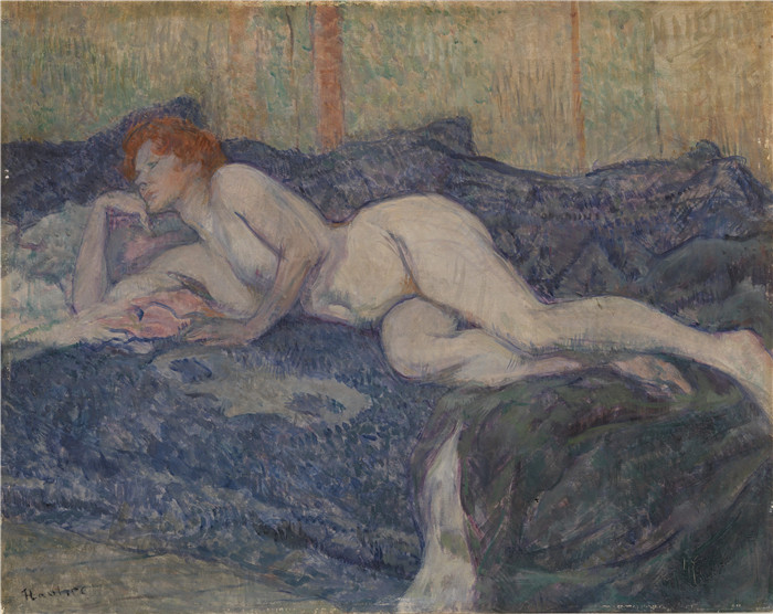 亨利·德·图卢兹-劳特雷克(Henri de Toulouse-Lautrec)-躺在沙发上Nude Lying on a Couch