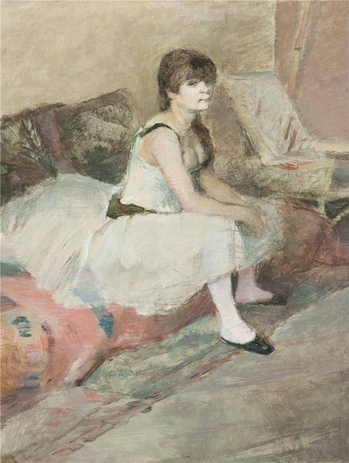 坐在粉红色潜水艇上的舞者Dancer Seated on a Pink Divan, 1884