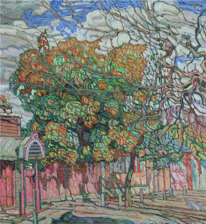 亚伯拉罕·马涅维奇(Abraham Manievich)作品-城市景观A City View - 1914
