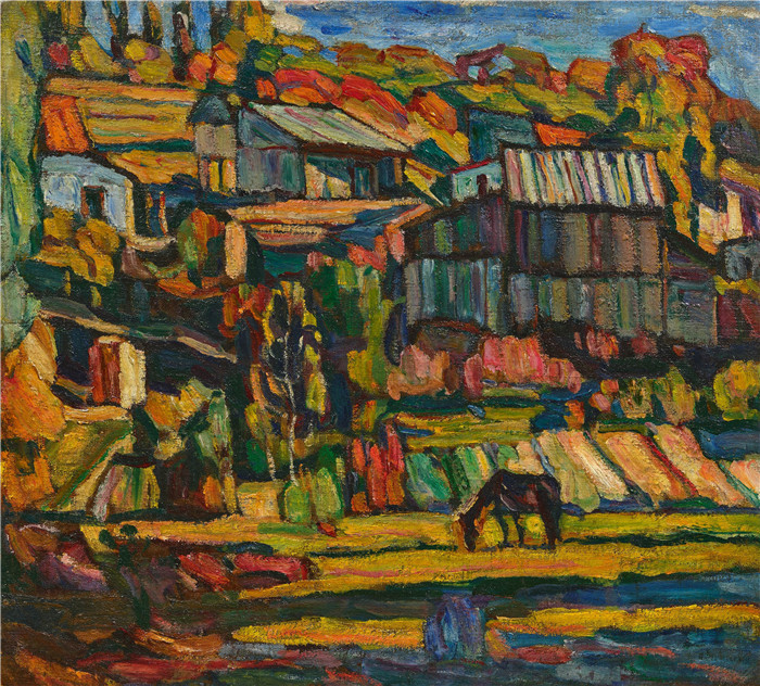 亚伯拉罕·马涅维奇(Abraham Manievich)作品-基辅郊区Suburbs of Kiev c1918