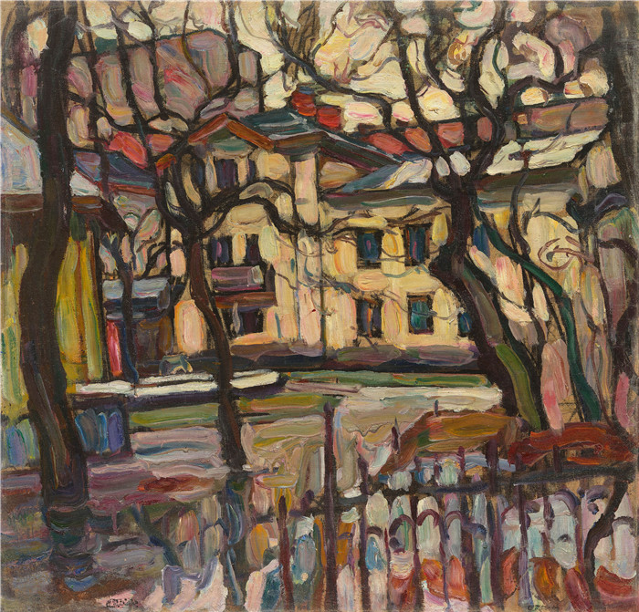 亚伯拉罕·马涅维奇(Abraham Manievich)作品-莫斯科郊区Outskirts of Moscow c1916