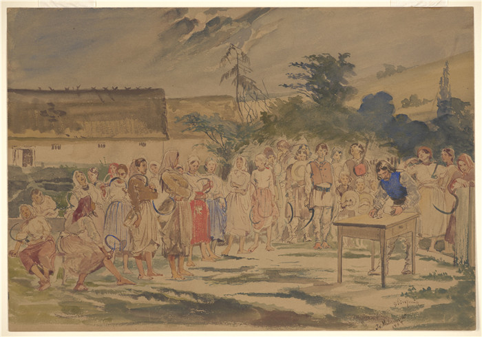 杰克·马尔切夫斯基(Jacek Malczewski)作品-等待付款的农民Peasants waiting for payment