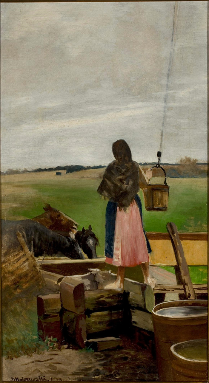 杰克·马尔切夫斯基(Jacek Malczewski)作品-井边的女孩Dziewczyna przy studni