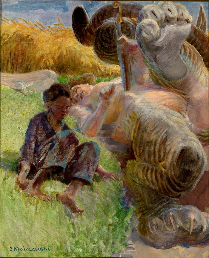 杰克·马尔切夫斯基(Jacek Malczewski)作品-牧羊少年与哈耳庇厄Shepherd boy and a harpy