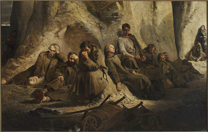 杰克·马尔切夫斯基(Jacek Malczewski)作品-周日矿场(矿场休息)Sunday at the mine (Rest at the mine)