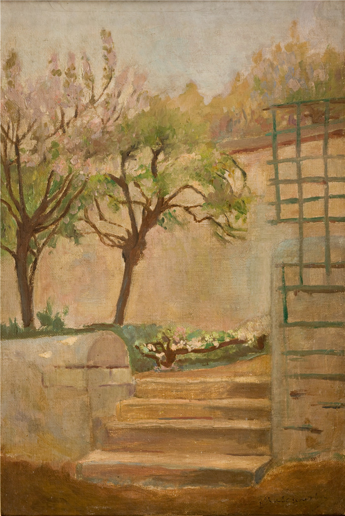 杰克·马尔切夫斯基(Jacek Malczewski)作品-小楼梯景观Landscape with Small Stairs