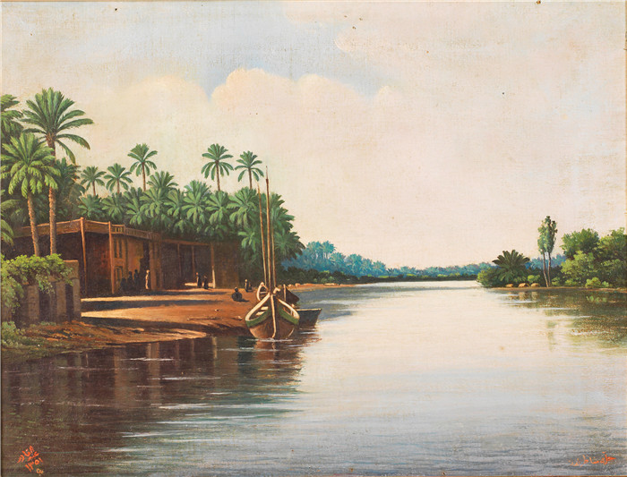 阿卜杜勒·卡迪尔·拉萨姆(Abdul Qadir al-Rassam)的画作-河景Untitled (River View) 1932
