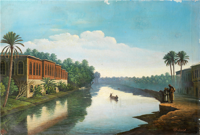 阿卜杜勒·卡迪尔·拉萨姆(Abdul Qadir al-Rassam)的画作-阿什拉的景色View of Ashra 1930