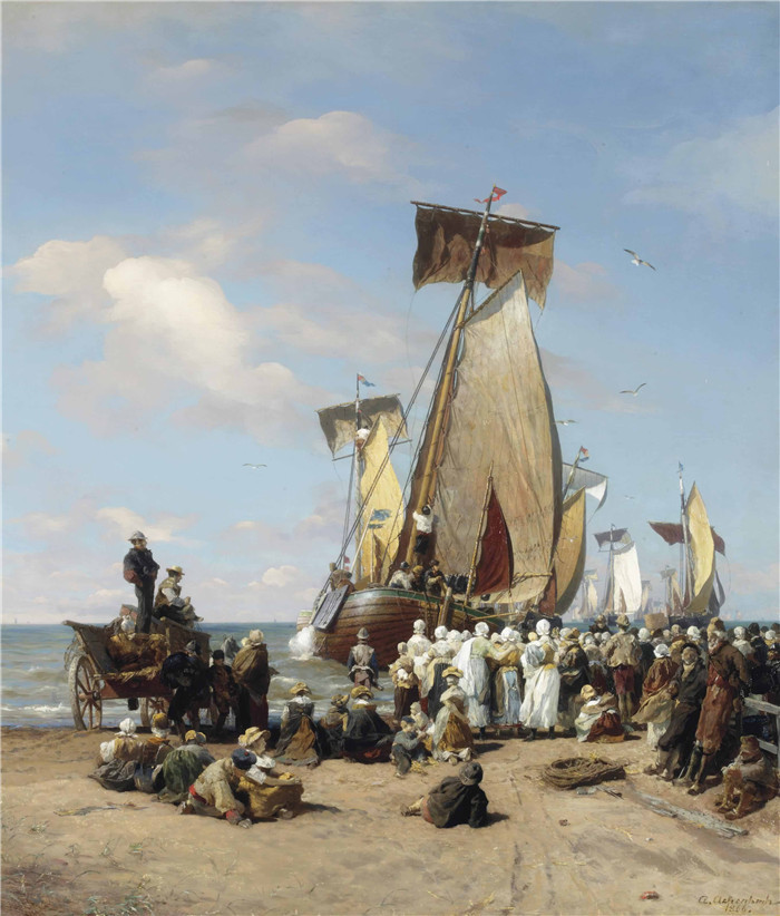 安德烈亚斯·阿肯巴赫(Andreas Achenbach)的画作-鲱鱼船队的出海