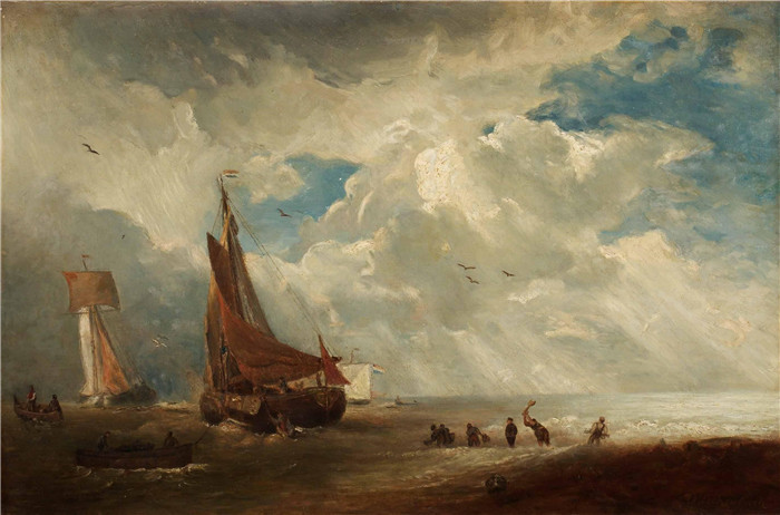 画作-荷兰港口的风暴和雨 Sturm und Regen in einem Holländischen Hafen