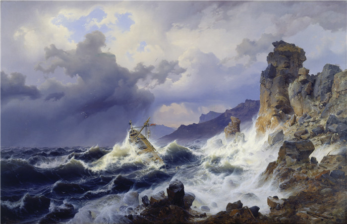 画作-挪威海岸附近的海上风暴Storm at Sea off the Norwegian Coast (SM 875)