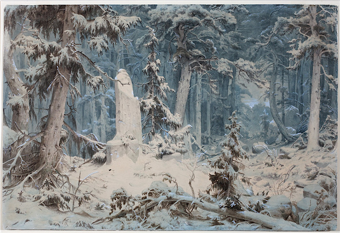 安德烈亚斯·阿肯巴赫(Andreas Achenbach)的画作-雪林Snowy Forest