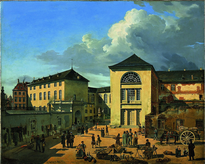 安德烈亚斯·阿肯巴赫(Andreas Achenbach)的画作-学院庭院The Academy Courtyard (The Old Academy in Düsseldorf)