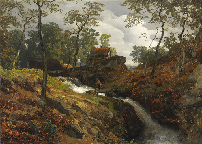 安德烈亚斯·阿肯巴赫(Andreas Achenbach)的画作-野溪Am Wildbach (1868)
