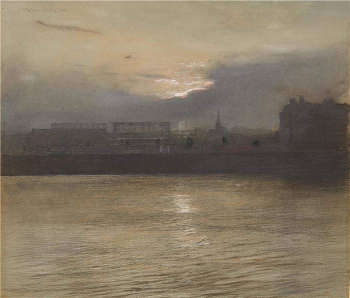 朱利奥·阿里斯蒂德·萨尔托里奥(Giulio Aristide Sartorio)的绘画-米尔班克路Millbank Road (1893)