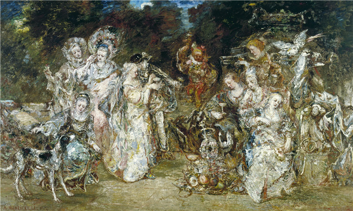 高清作品-瓦卢瓦时代公园会议 Réunion dans un parc au temps des Valois