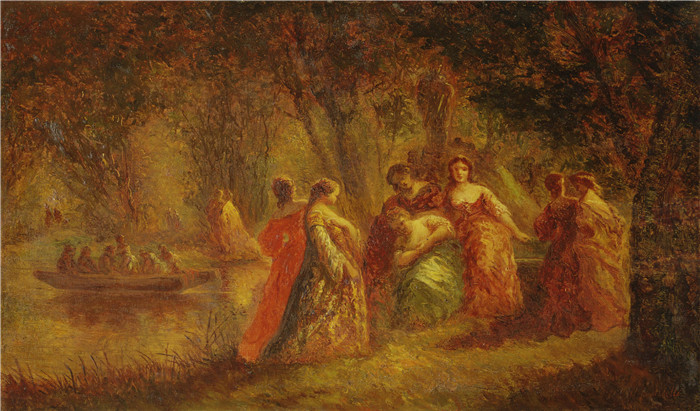 阿道夫·蒙蒂塞利(Adolphe Monticelli)高清作品-划船派对Boating Party, 1886, W1897-1-5