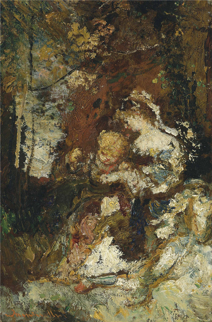 阿道夫·蒙蒂塞利(Adolphe Monticelli,法国画家)高清作品-教训La Leçon