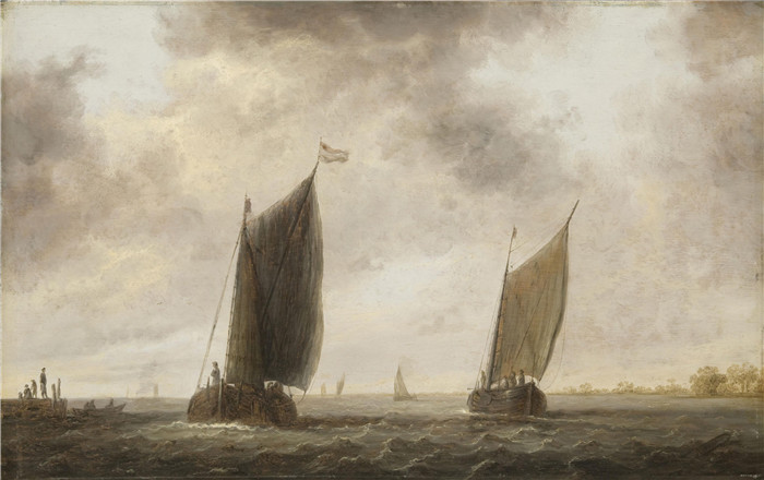 阿尔伯特·库普(Aelbert Cuyp)作品-马斯河上的渔船Fishing Boats on the Maas, c. 1641