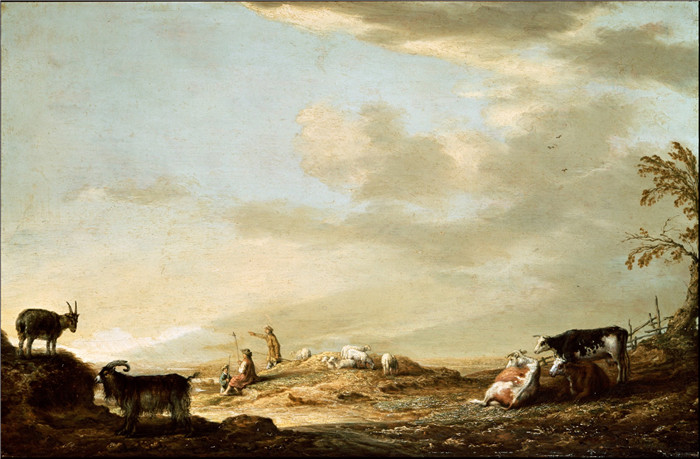 阿尔伯特·库普(Aelbert Cuyp)作品-牛和人物景观Landscape with Cattle and Figures