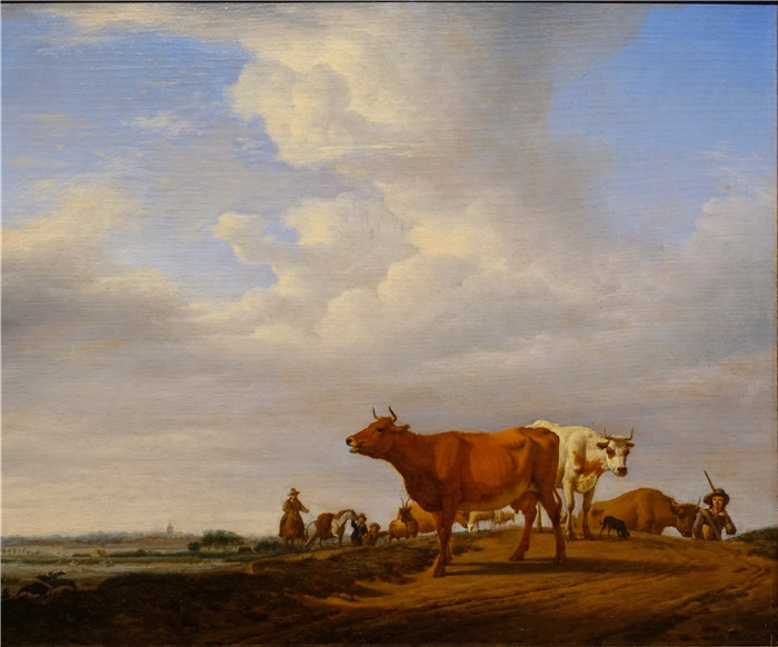 阿德里安·范·德·维尔德(Adriaen van de Velde)-带牛的风景