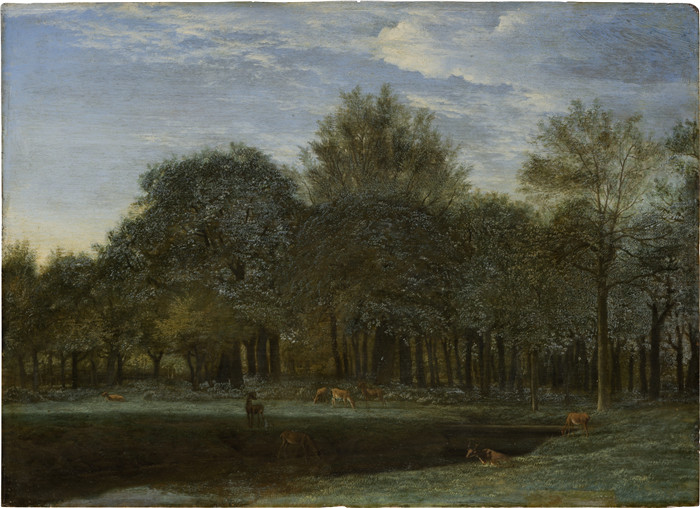 阿德里安·范·德·维尔德(Adriaen van de Velde)-放牧鹿的森林清理