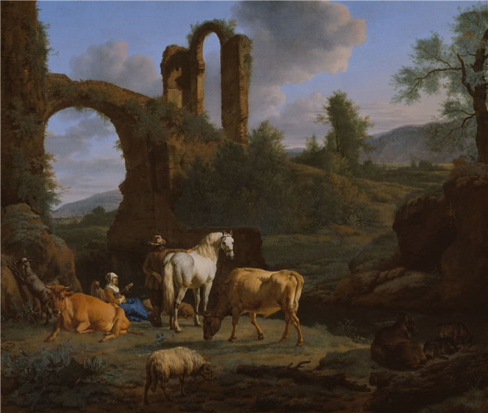 阿德里安·范·德·维尔德(Adriaen van de Velde)-废墟田园景观