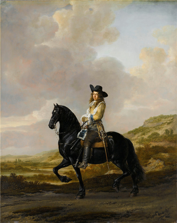 阿德里安·范·德·维尔德(Adriaen van de Velde)-皮特·舒特骑马Pieter Schout te paard