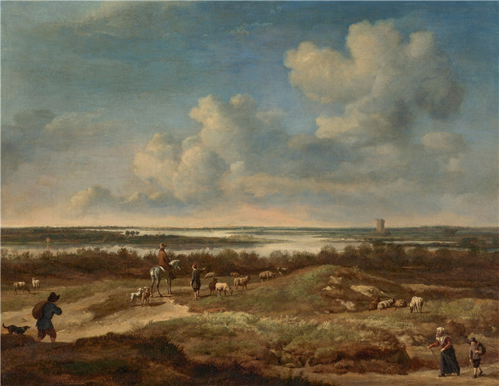 阿德里安·范·德·维尔德(Adriaen van de Velde)-农民沙丘景观