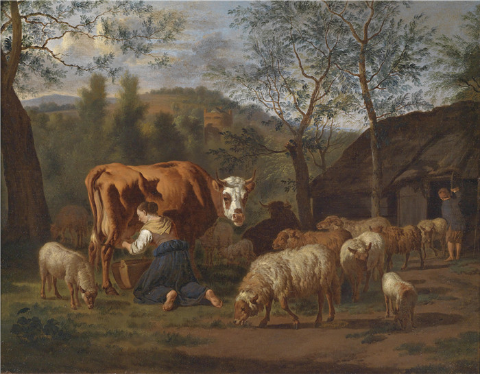 阿德里安·范·德·维尔德(Adriaen van de Velde)-牛奶处女 Melkende Magd