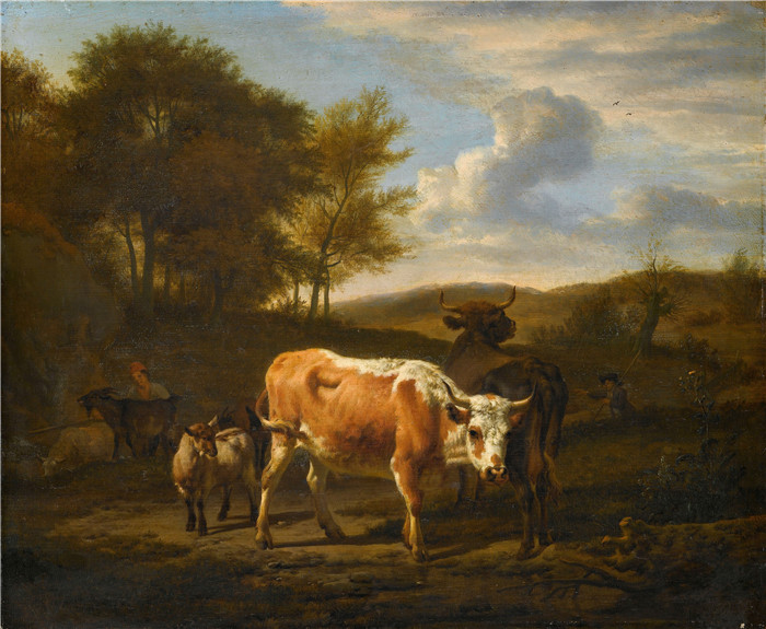 阿德里安·范·德·维尔德（Adriaen van de Velde）-山景与牲畜 Bergachtig landschap met vee