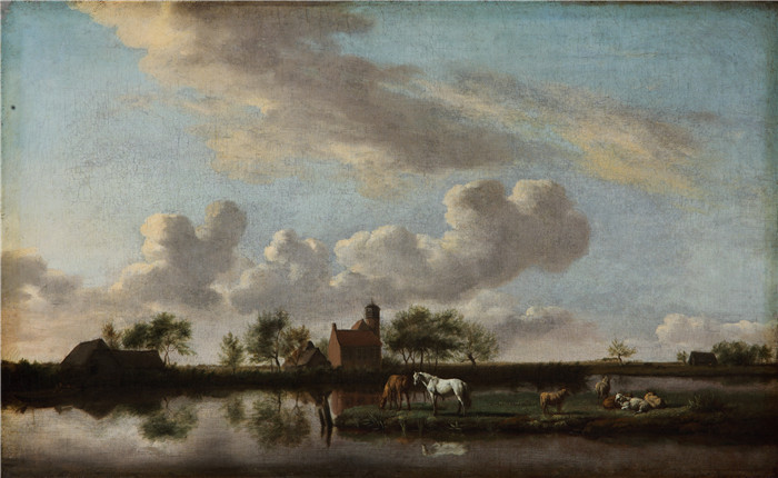 阿德里安·范·德·维尔德（Adriaen van de Velde）-浅水河风光