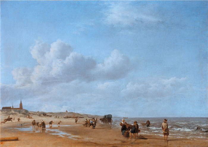 阿德里安·范·德·维尔德(Adriaen van de Velde)-斯海弗宁根海滩The beach at Scheveningen