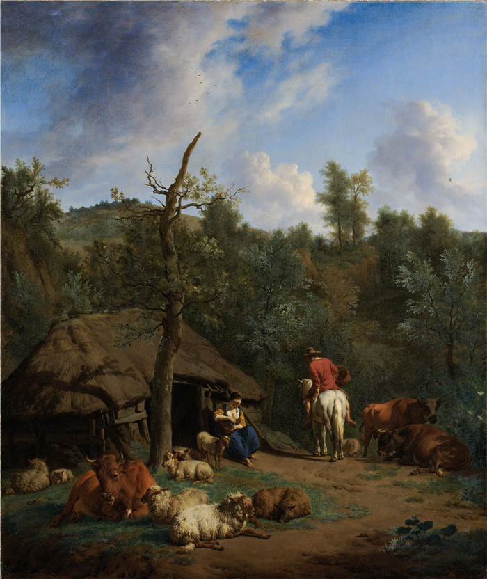 阿德里安·范·德·维尔德(Adriaen van de Velde)-小屋,棚屋De hut Rijksmuseum
